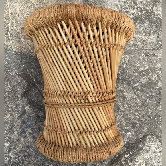 Vintage Rattan Bamboo Stool - Picture 6 of 7
